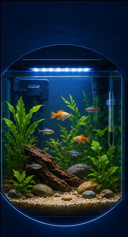 Freshwater aquarium starter illustration